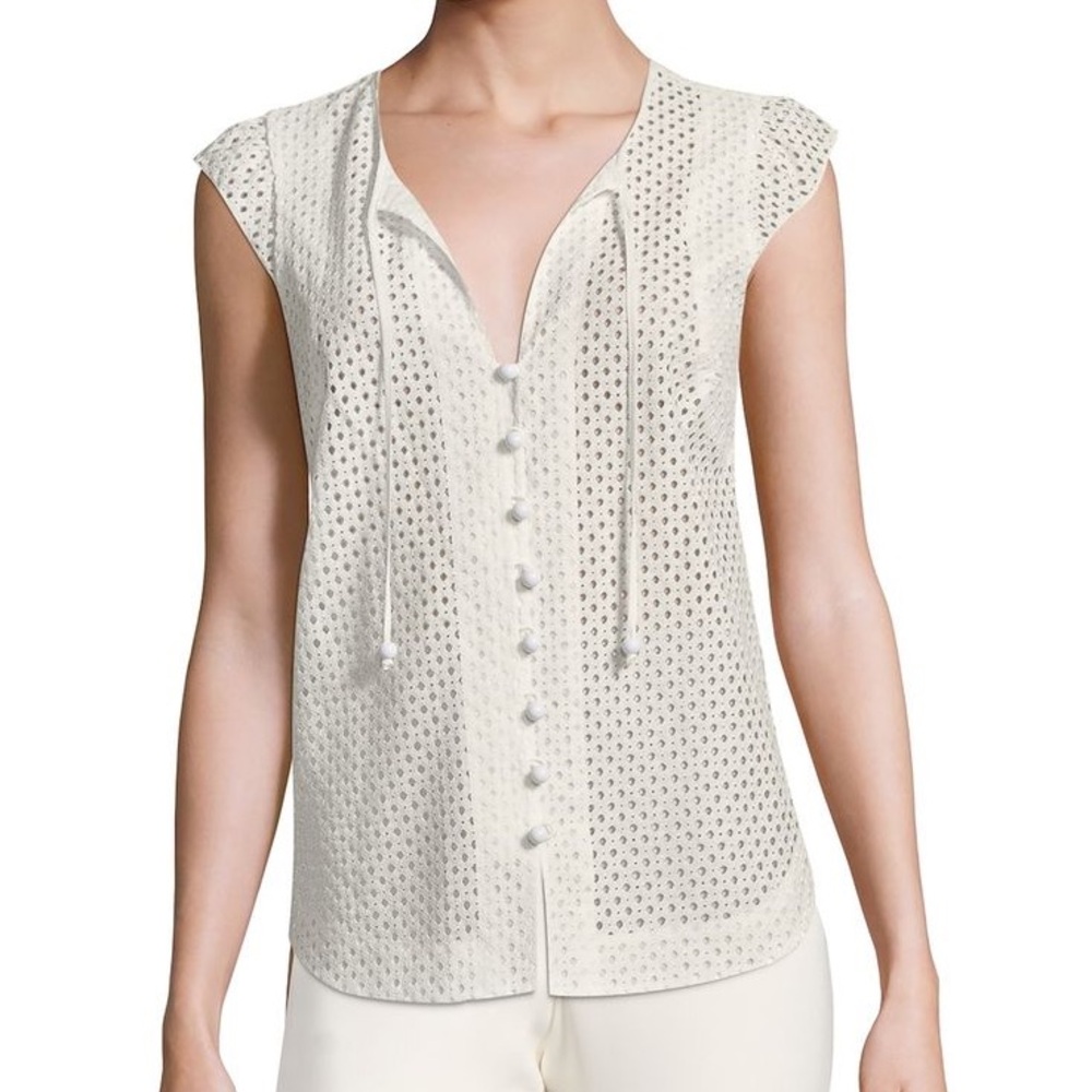 Plenty by Tracy Reese KURTA EYELET TOP IN WHITE